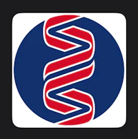 the dna logo on a black background