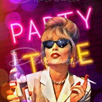 an image of a woman with sunglasses and a bottle of liquor