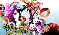 a colorful background with a lot of different things on it