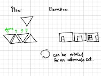 a drawing of a plan and a sketch of a building