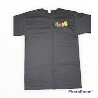 a black t - shirt with a logo on it