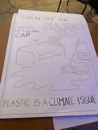 a poster that says plastic is a climate issue