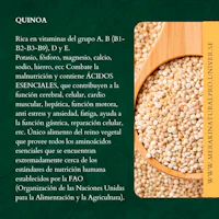 quinoa in a wooden spoon with a green background