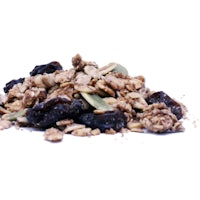 a pile of granola on a white background