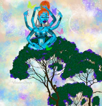 a woman sitting on top of a tree