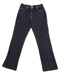 a pair of dark blue jeans on a black background