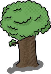 a cartoon tree on a white background