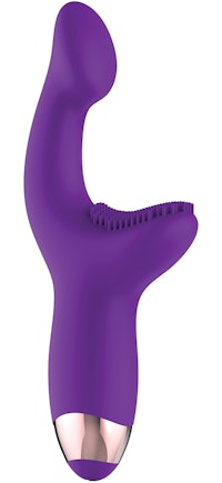 a purple vibrating toy with a metal handle