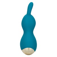 a blue toy with a gold ball on it