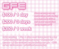 a pink poster with the words gfe