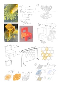 a sketch of a beehive and a chair