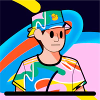 an illustration of a man wearing a colorful hat