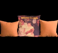 three pillows with the words brooklyn women on them