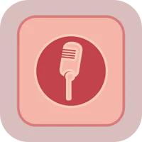 a microphone icon on a pink square