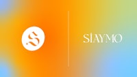 the logo for saymo on a blurred background