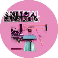 a pink circle with the words artificial paranoia on it