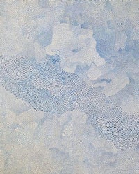 a painting of a blue sky with dots on it