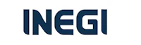 a blue and white logo with the word inegi