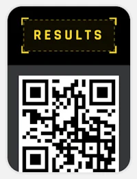 a qr code sticker with the word results