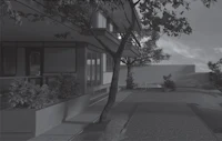 a black and white photo of a house