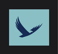 an eagle logo on a blue background