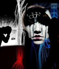 a black and white image of a man and a woman