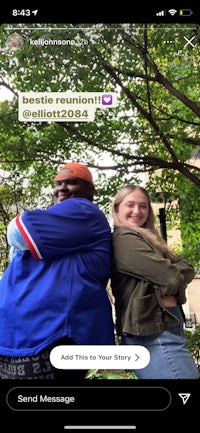 a woman and a man are posing in front of a tree