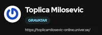 a black background with the words topica millesevic gravitar