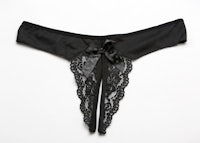 a black thong with lace on it