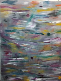 a painting of a colorful abstract painting on a wall