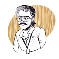 a drawing of a man with glasses and a mustache