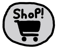 a black and white image of a shopping cart