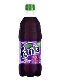 a bottle of fana grape soda on a black background