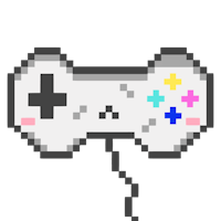 a pixelated video game controller on a white background