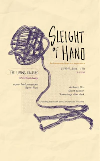 a poster for sleight of hand at the living gallery
