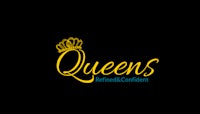 the queens logo on a black background