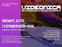 a poster with the words videoda y glitch y experimenta visual