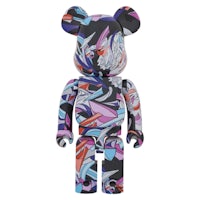 a teddy bear with a colorful pattern on it
