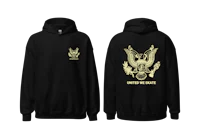 a black hoodie with an eagle on it