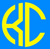 the kcc logo on a blue background