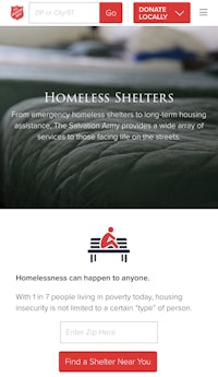 a screen shot of a website for homeless shelters