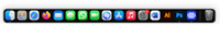 a row of different types of icons on a black background