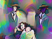 a man in a hat is holding a baby