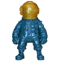 a blue astronaut figure with a yellow helmet