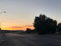 the road is empty at sunset