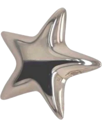 a silver star shaped button on a black background