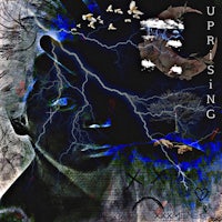 a black and white image of a woman with a lightning bolt on her head