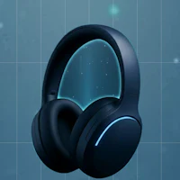 a pair of headphones on a blue background