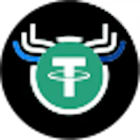 the t logo on a black background