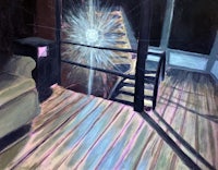a painting of a light shining through a window